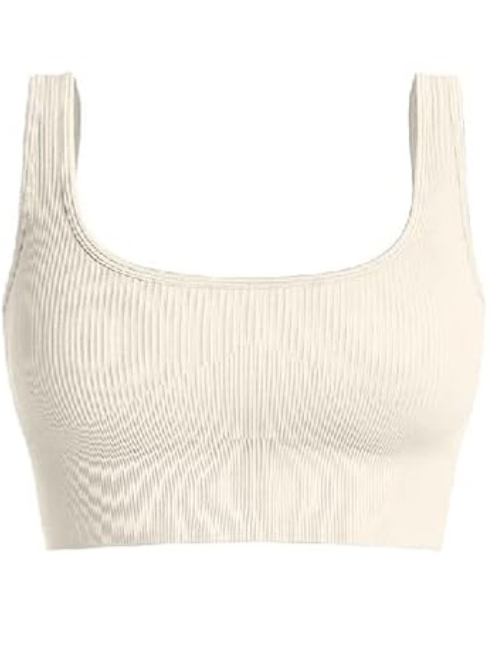 OQQ Beige Cream Ribbed Classic Sports‎ Bra Womens Medium